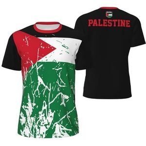 Sport T-Shirt Vintage Palestina Vlag Graan (4) Tees 3D Gedrukt voor Fitness Running Voetbal, Meerkleurig, M