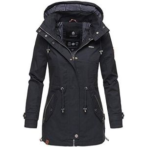 MARIKOO Damesjas lente overgangsjas licht parka mantel capuchon B690, Donkerblauw, L