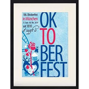1art1 Bier Poster Oktoberfest 2019, Beer Festival Ingelijste Foto Met Passepartout | Muur Foto's | In Een Fotolijstje 80x60 cm