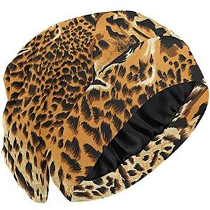 PUXUQU Slaapmuts Wild Tiger luipaardprint bonnet slaapmuts nachtmuts hoofddeksel nacht hoofddeksel slapen haar slaap hoed haaruitval cap voor dames meisjes vrouwen