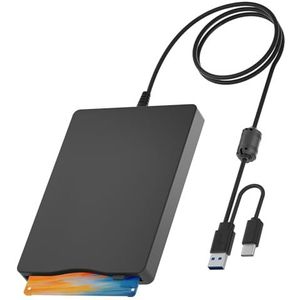 3.5 Floppy Drive USB Externe, Draagbare Disk Reader voor Laptop en PC Windows 2000/XP/7/8/10/11, Type C 1,44 MB FDD