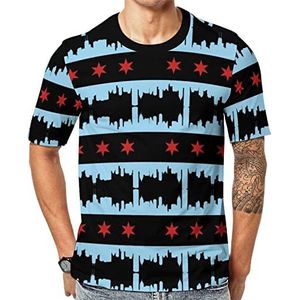 Chicago City Flag heren Crew T-shirts korte mouw T-shirt casual atletische zomer tops