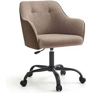 Songmics OBG019K01 Homeoffice stoel, draaistoel, bureaustoel, in hoogte verstelbaar, tot 110 kg belastbaar, ademende stof, voor werkkamer, slaapkamer, bruin