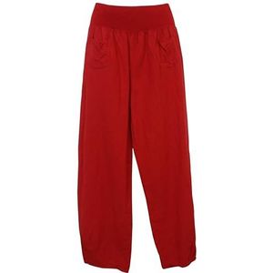 Maiyifu-GJ Baggy linnen broek met wijde pijpen voor dames, elastische