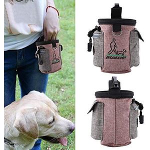 Voerzak voor huisdieren, verstelbare elastische gesp Veiligheidstas voor hondentraining, katoenen linnen draagbare voerzak voor huisdieren voor hond Puppy(Light pink)