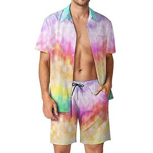 Geschilderde regenboog Hawaiiaanse sets voor mannen button down korte mouw trainingspak strand outfits 3XL