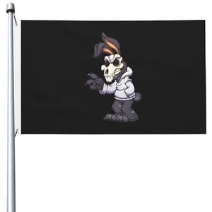 Vlag van het konijn met een schedel masker vlaggen banner decoratie veranda vlag kamerdecoratie welkomstvlag, voor carnaval, feesten, 90 x 150 cm
