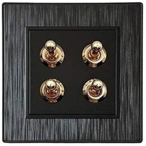 Wandschakelaar, bedieningsschakelaar 220V PC-paneel 1-gang-4-gang 2-weg enkele dubbele bedieningslamp Wandschakelaar for woonkamer Messing hendel 86 type