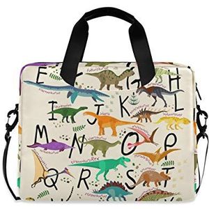 PUXUQU Laptop Bag Alfabet Dinosaur Laptop Case voor 14-15.6 Inch Computer en Tablet Schoudertas Draagtas voor werk Office School