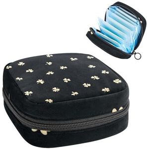 1 x opbergzak voor maandverband, grote maandverband, organizer, herbruikbare eerste menstruatietas voor meisjes, dames, 17 x 17 x 12 cm, St Patrick Day Nature Plants klavertje vier
