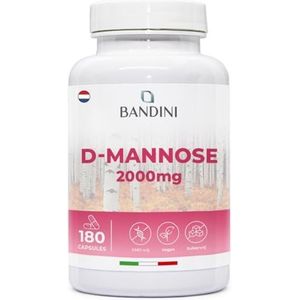 Bandini® D Mannose bij cystitis, hoge dosis, 180 capsules, ter ondersteuning van de urinewegen, 100% veganistisch en gentechvrij, 3 capsules/dag voor een voorraad van 2 maanden