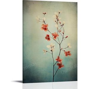 DEBAOKA Landelijke bloemen wanddecoratie voor slaapkamer eenvoudige natuurlijke bloemtakken canvas muurkunst voor woonkamer schilderij uitgerekt en ingelijst klaar om op te hangen, woondecoratie