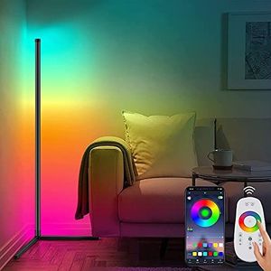 RGB Corner Floor Lamp, Color Changing LED Floor Lamp for Bedroom, Dimmable Corner Lamp with Reactive Music Mode, 56"" Mood Ambient Modern Light with APP Control for Room Decor