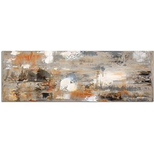 Panoramabeeld op doek en spieraam 150x50cm kunstschilderij bruin grijs abstract