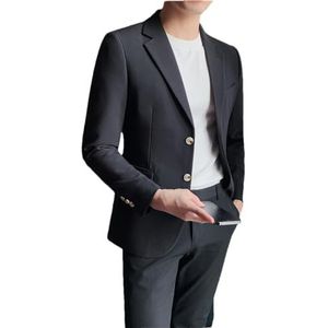 Dvbfufv Herenjas, zakelijk, casual, reverspak, elegante blazer met één rij knopen, Zwart, XL