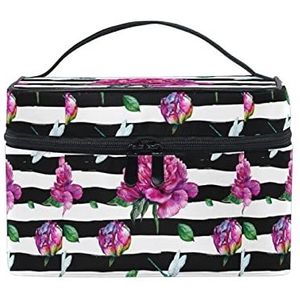 Kunst schattig cadeau bloem libelle make-up tas voor vrouwen cosmetische tassen toilettas trein koffer
