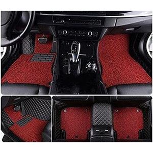 Waterdichte Autotapijten Dubbellaags Lederen Auto Vloermatten Anti Slip Mat Voor BMW Voor Serie X1 3 5 6 7 Voor Coupe Auto Tapijten Covers All weather antislipmat(Zwart rood)