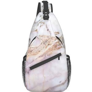 EdWal Baseball Print Borst Tas Dagrugzak Cross Body Bag,Sling Rugzak Crossbody Tas, Voor Buiten Wandelen Reizen, Roze wit marmer patroon, Eén maat