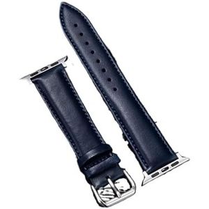 Kijk naar bands Horlogebanden Vrouwen Mannen Lederen Horlogeband Vervanging Armbanden 38mm 40mm 42mm 44mm Bandjes Vervanging Band Dagelijks (Color : Blue - Silver, Size : 40mm)