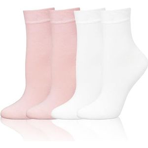 DeoMed Exclusieve kindersokken, antibacterieel en schimmelwerend, gezondheidssokken KidDeo, 4 paar, roze, wit, 30-32