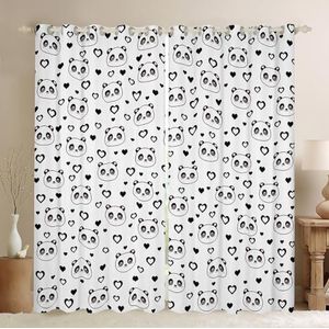 Homemissing Panda Gordijnen voor Slaapkamer Woonkamer Leuke Panda Gordijnen voor Jongens Decor Zwart Wit Raamgordijnen Cartoon Slaapkamer Dier Raambehandelingen W66* L 72