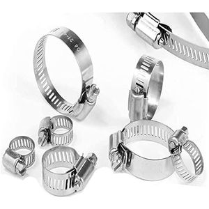 Slangklem, 5 stuks 6 tot 550mm 304 roestvrij staal verstelbare aandrijfslangklem brandstofleiding wormmaat clip hoepel slangklem(270 292mm)