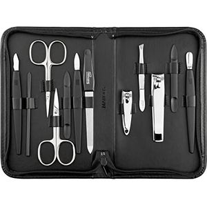Solingen Mega Manicureset 12-delig - Nagelset voor mannen en vrouwen met alles wat je nodig hebt voor manicure en pedicure, in hoogwaardig kunstlederen etui