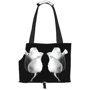 Monochrome Rose Kleine Hond Carrier Portemonnee, Draagbare Kleine Hond/Kat Soft-Sided Carrier,Pet Outdoor Shopping Tote Bag