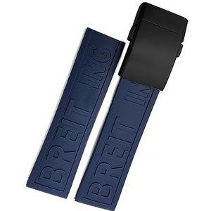 INSTR 22mm 24mm Gevlochten Rubber Horlogeband Voor Breitling Avenger Superocean Heritage Horlogeband Braceles Vervanging Accessoires (Color : Dark Blue black, Size : 22mm)
