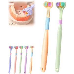 Stadsweg Sensory Joy tandenborstel - 3-zijdige tandenborstel, 6 kleuren volwassenen en kinderen, 3D-tandenborstel, driezijdige tandenborstel voor speciale behoeften, zachte en zachte hoes voor de