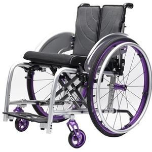 CFMAIF Rolstoel, opvouwbaar, licht, draagbare reisrolstoel, transportrolstoel, inklapbaar, rolstoelen (11,8 kg) met zelfaandrijving, aluminium (paars, 42 cm/16,5 inch zit)