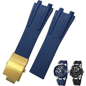 OFWAX 26Mm Rubber Staal Vouwen Gesp Horloge Band Fit Voor Ulysse Nardin Blauw Zwart Bruin Sport Waterdichte Band accessoires, 26mm, Agaat