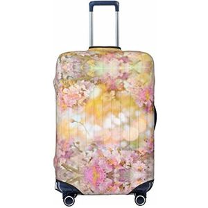 WOWBED Roze Bloemen Hout Gedrukt Koffer Cover Elastische Reizen Bagage Protector Past 18-32 Inch Bagage, Zwart, S