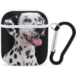 Dalmatische gevlekte hond schattig hoesje voor AirPods 2 & 1 schokbestendige beschermende hoofdtelefoon gevallen cover met sleutelhanger voor mannen vrouwen