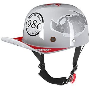 Retro Baseball Cap Modellering Halve Helm, DOT Goedgekeurde Mannen & Vrouwen Skull Cap Open Helm voor Street Biker Scooter Touring Bromfiets ATV Helm Decoration