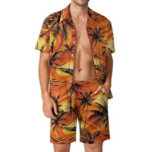 Hawaiiaanse Kokospalmshirts en Shorts voor Heren, Set Van 2 Stuks, Casual, Sneldrogend, Strandvakantie, Sportkleding Met Shorts (Color : Color 5, Size : 2XL)