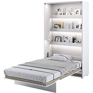 Furniture24 Kastbed Bed Concept, wandklapbed met lattenbodem, V-bed, wandbed, bedkast, kast met geïntegreerd klapbed, functioneel bed (BC-02, 120 x 200 cm, wit/wit, verticaal)