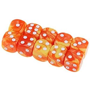 6 Zijdige Dobbelstenen 10 stks 6-zijdige dobbelstenen Set Bright Colors 16 mm Gaming dobbelstenen for games Casino Gifts Lesgeven aan tafelspel Dicking Dobbelsteen (Size : Orange Yellow as de)