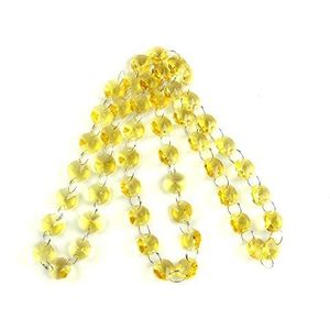 Kristallen kroonluchter prisma's 5m/50m geel kristal 14mm kralen glazen strengen met ringen gordijn slingers kettingen voor lamp decoratie sieraden maken (kleur: gouden ringen, maat: 50 meter)