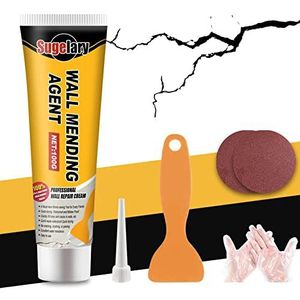 Wandreparatiecrème, schimmelwerende wandreparatiemiddel kit muurvuller witte gipsplaten patch voor het repareren van scheur, gaten, peeling, graffiti, sneldrogende reparatie vulpasta (100g)