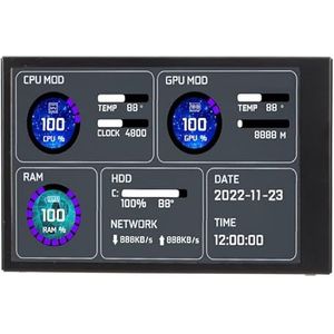 PC CPU-gegevensmonitor, Auto Off Thema-editor 3,5 Inch Computertemperatuurmonitor voor Chassis