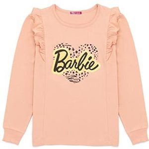 Barbie T-shirt Meisjes Kids Doll Leopard Print Heart Pink Frilled Top 3-4 jaar
