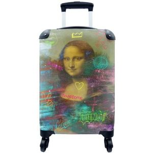 MuchoWow® Koffer - Mona Lisa - Leonardo da Vinci - Neon - Past binnen 55x40x20 cm en 55x35x25 cm - Handbagage - Trolley - Fotokoffer - Cabin Size - Print