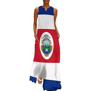 Costa Rica Ricaanse vlag dames enkellengte jurk slim fit mouwloze maxi-jurken casual zonnejurk 4XL