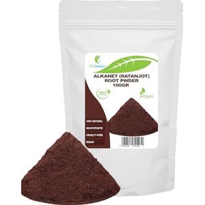 Alkanet Wortelpoeder | Ratanjot Wortel - 100 gr - Haarmasker, vroegtijdig grijs worden van het haar, roos en kan de haargroei bevorderen, natuurlijke zeepverf.