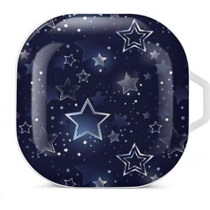 Zilveren sterren oordopjes hoesje compatibel met Samsung hard shell beschermhoes wit stijl