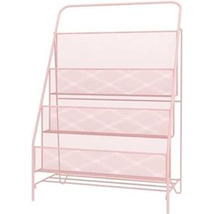 Boekenplank Smeedijzeren Boekenplank Modern Boekenrek Tijdschriftenrek Plank Eenvoudige Vloer Boekenkast Boekenplank Boekenplanken Boekenkast (Color : Pink, Size : 43 * 23 * 64cm)