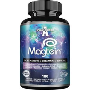 Magtein® Magnesium L-Threonate 144 mg per dagelijkse dosis - 180 plantaardige capsules - 60-dagen levering - voor ondersteuning van de cognitieve functies - van Apollo's Hegemony