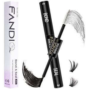 Lash Bond and Seal, Cluster Eyelash Glue voor Individuele DIY Eyelash Extensions, Sterke Hold Waterproof Cluster Lash Glue 4ML + 4ML Latex-Free Long Lasting for Sensitive Eyes (Black Bond)
