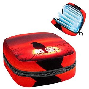 Maandverband Opbergtas,Draagbare maandverband Opbergzak,Vogels van de steppen, Multi kleuren, 4.7x6.6x6.6 in/12x17x17 cm